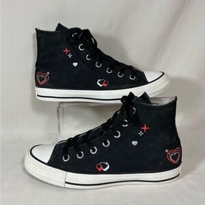 Converse CTAS Black Y2K Silicone Heart High Top Shoes A09116C W's Size 7